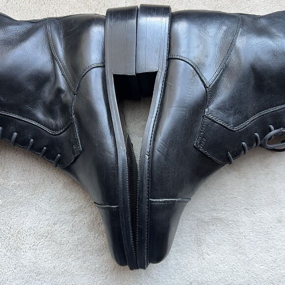 Joan & David Black Leather Lace Up Knee High Tall Riding Boot Women US 6 Italy - Picture 7 of 16
